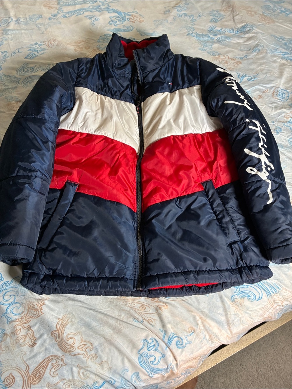 Tommy Hilfiger Kids Navy, Red & White Colorblock Puffer Jacket
